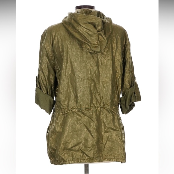 NWT MICHAEL Michael Kors Metallic Gold Olive Utility Jacket - Picture 2 of 5